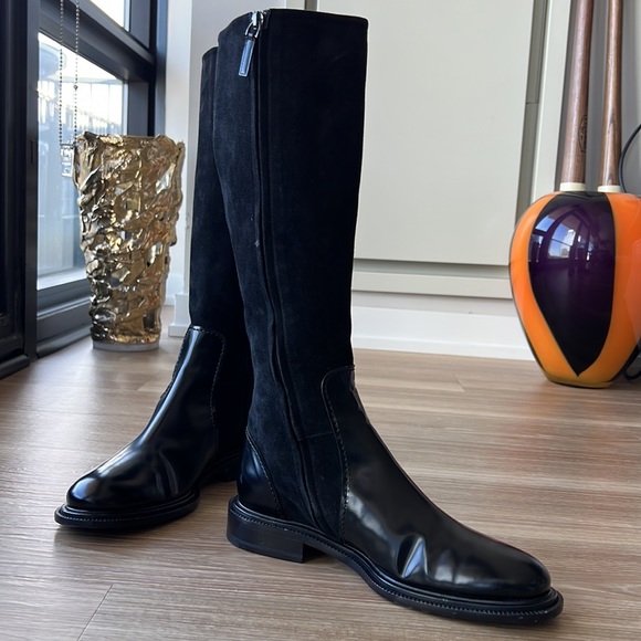 Jill Sander made in Italy leather & suede trim 8M(38) black riding boots - Picture 6 of 16